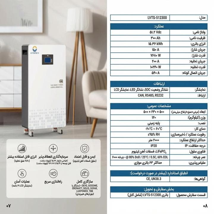 باتری لیتیوم ولتون پاور 15.36kWh مدل LVTS-512300